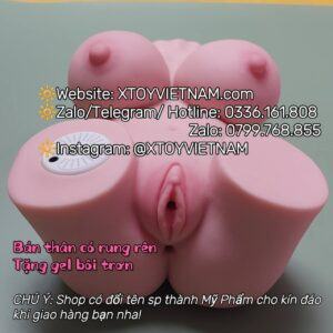 Alternative view of [MÃ 008 ] BÚP BÊ BÁN THÂN 2 LỖ RUNG RÊN SILICONE NGUYÊN KHỐI