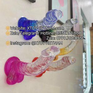 [ Mã 197] Dương Vật Silicone Cong Phối Màu Có Bìu