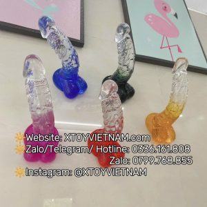 Alternative view of [ Mã 197] Dương Vật Silicone Cong Phối Màu Có Bìu