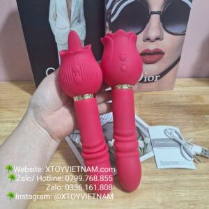 Alternative view of [Mã 370] Hoa Hồng 2 Đầu Rung Thụt Liếm/Mút